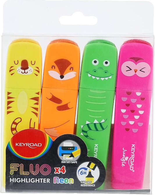 KEYROAD Fluo Jungle Highlighter Pens Pack of 4