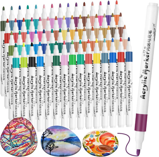 60 Colours Acrylic Paint Pens Markers, Acrylic Paint Pens Fine Tip