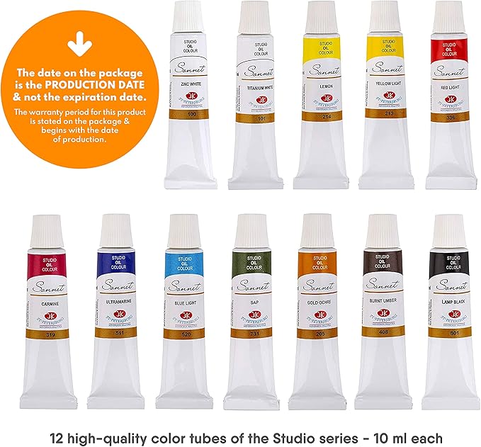 Sonnet 2641099 Oil Paint Tube 10 ml Set 12-Pieces
