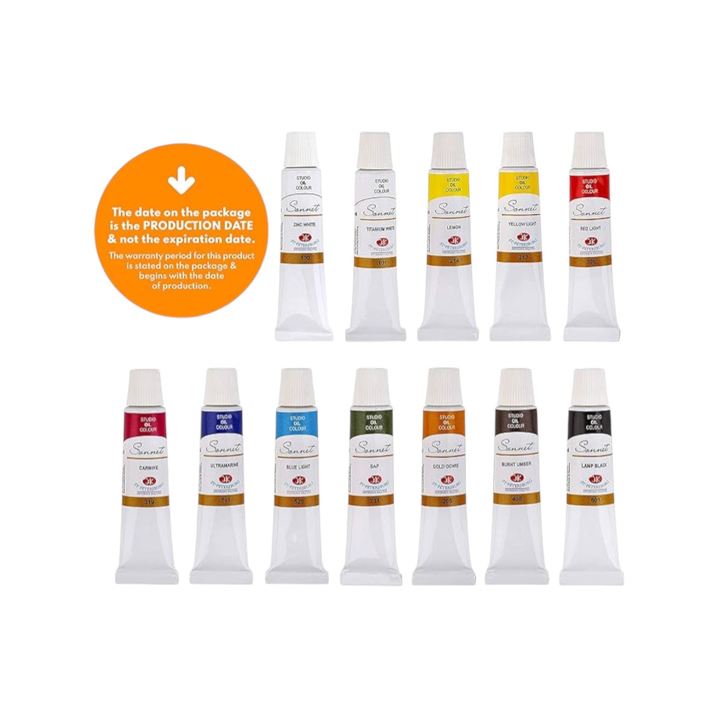 Sonnet 2641099 Oil Paint Tube 10 ml Set 12-Pieces