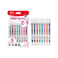 Elite Stationery House M&G 8-piece roller ball pen set with 0.5mm tips and transparent barrels in assorted colors