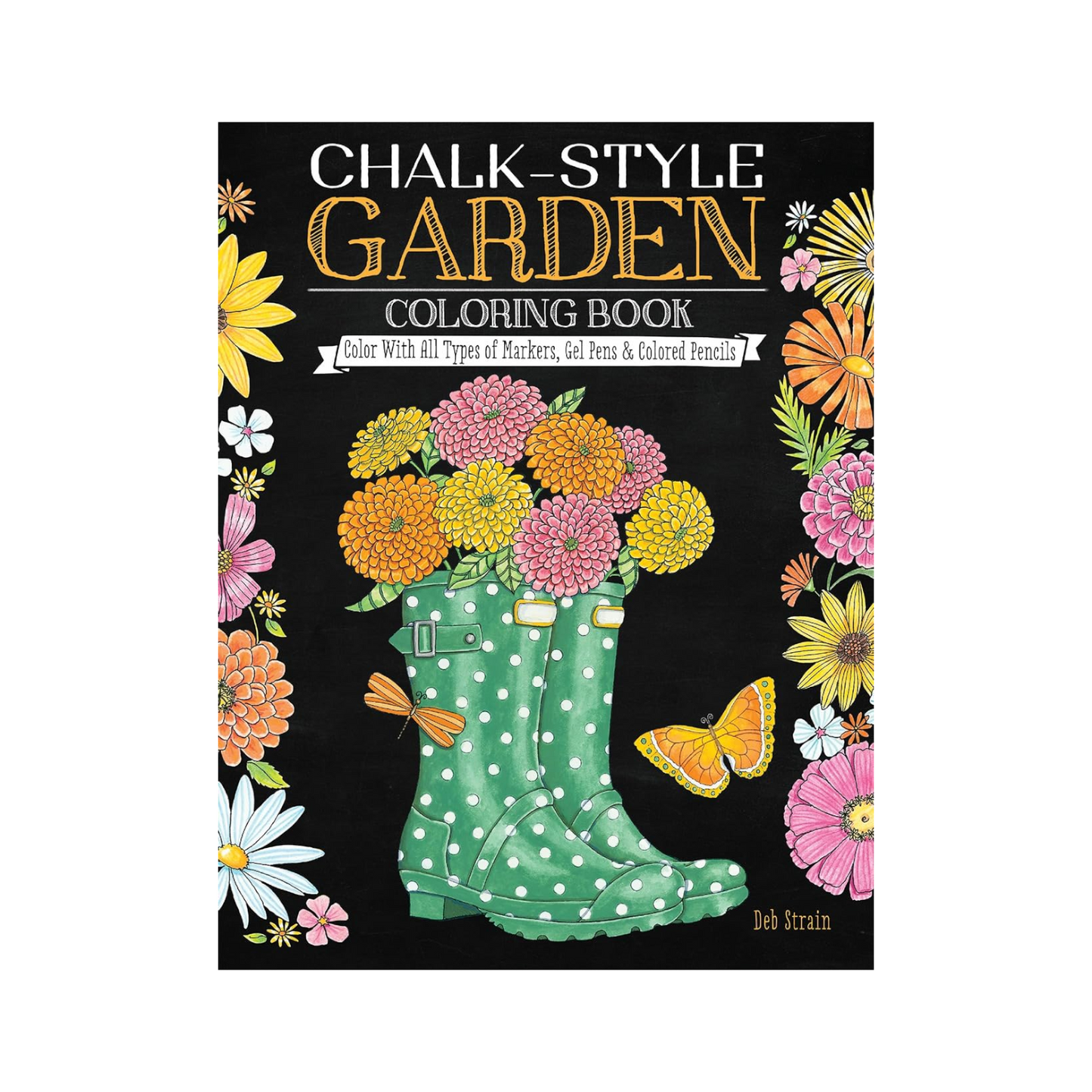 Chalk-Style GARDEN Coloring Book Paperback