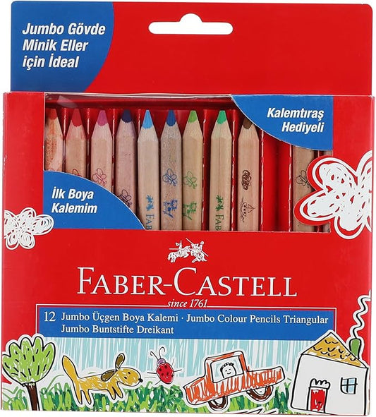 Faber-Castell My First Crayons Jumbo Short Wood Color Pencil Set 12-Pieces