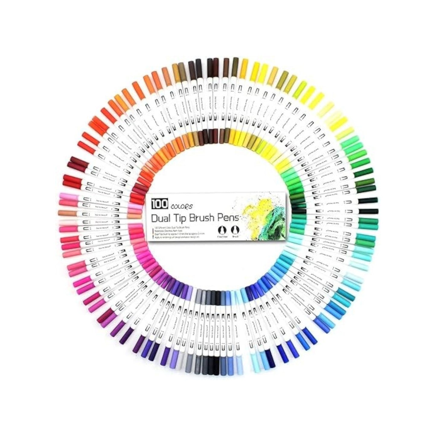 Mumoo Bear Colouring Pens, 100 Colours Art Watercolour Brush Pens Tip and Fine Tip