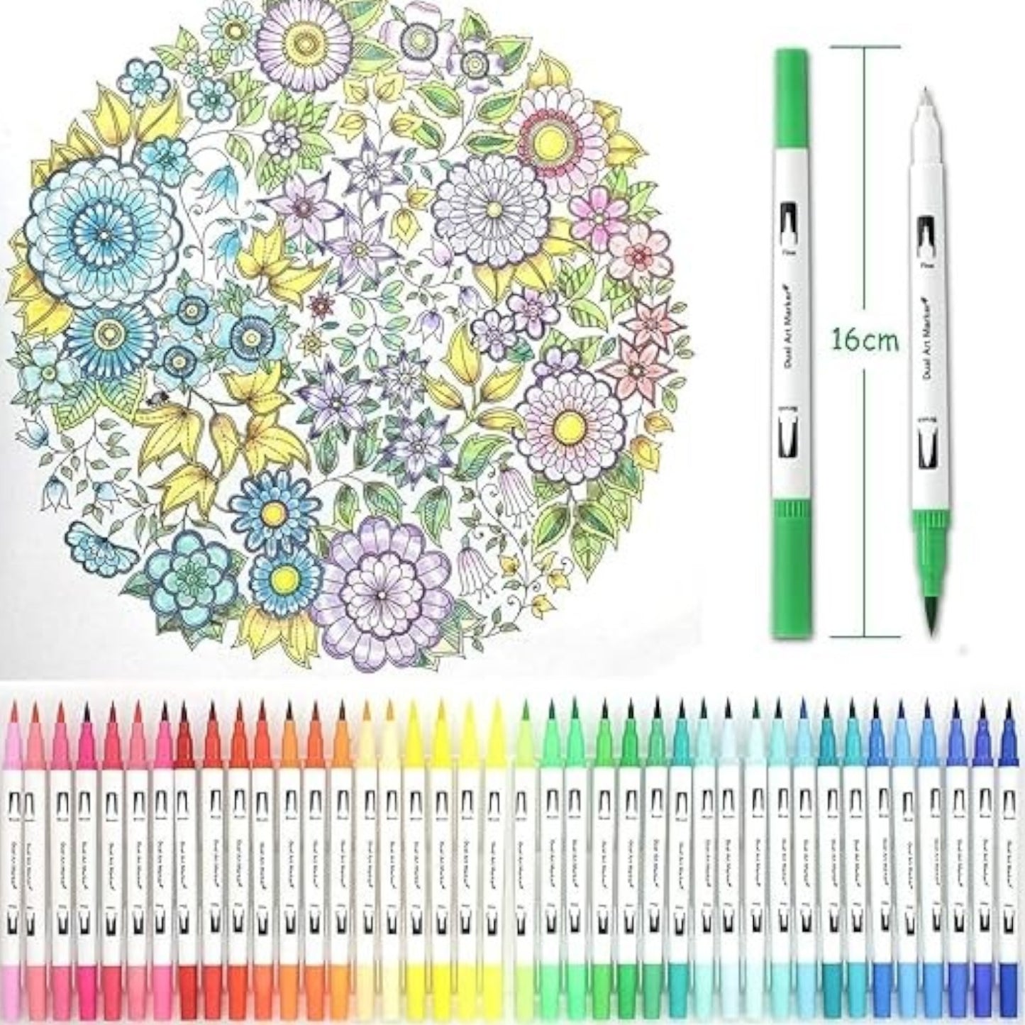 Mumoo Bear Colouring Pens, 100 Colours Art Watercolour Brush Pens Tip and Fine Tip