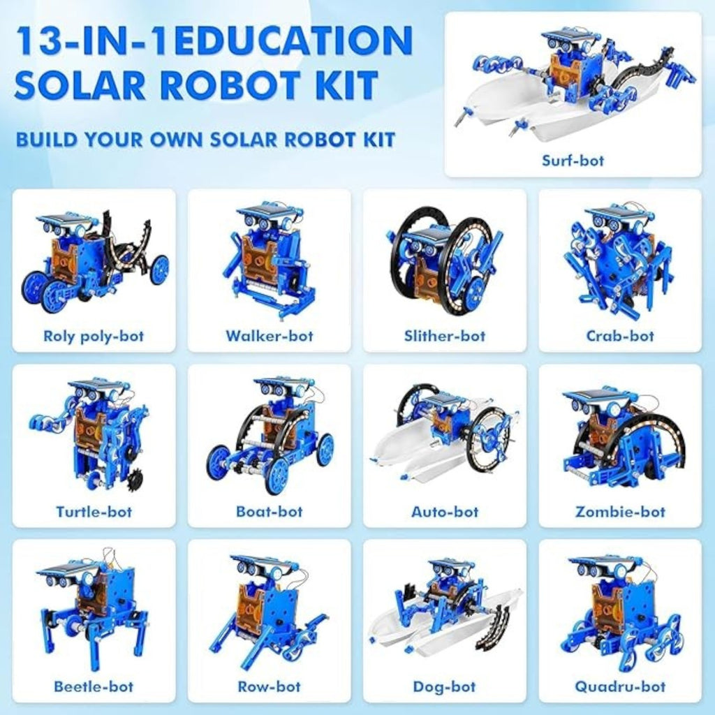 STEM 13-in-1 Solar Robot Building Science Kit Blue