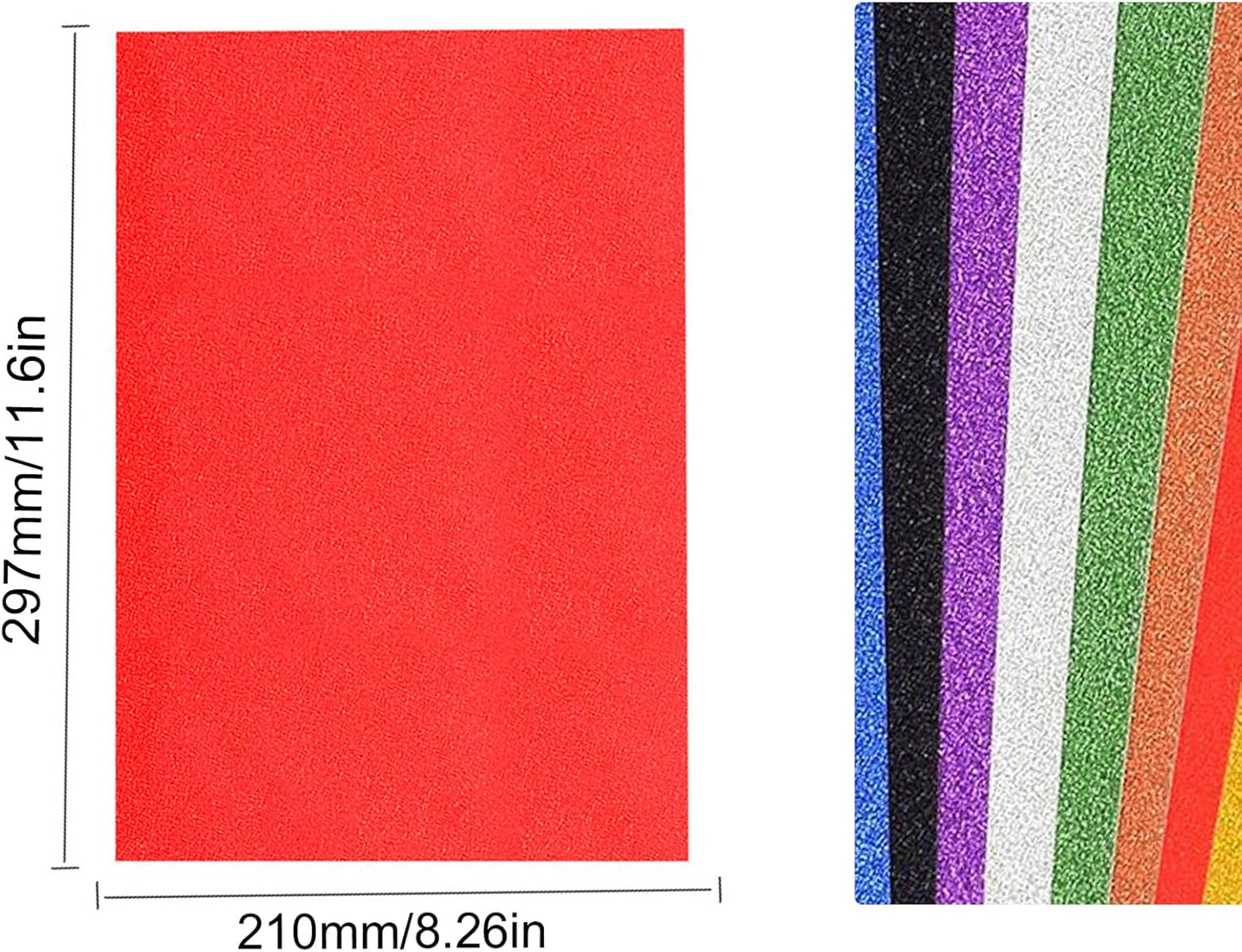 20 Sheets Glitter A4 Coloured Cardstock - Thick Sparkly Paper