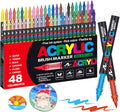 48 Set of Soft Brush Tip Acrylic Markers, Quick-Drying Waterproof