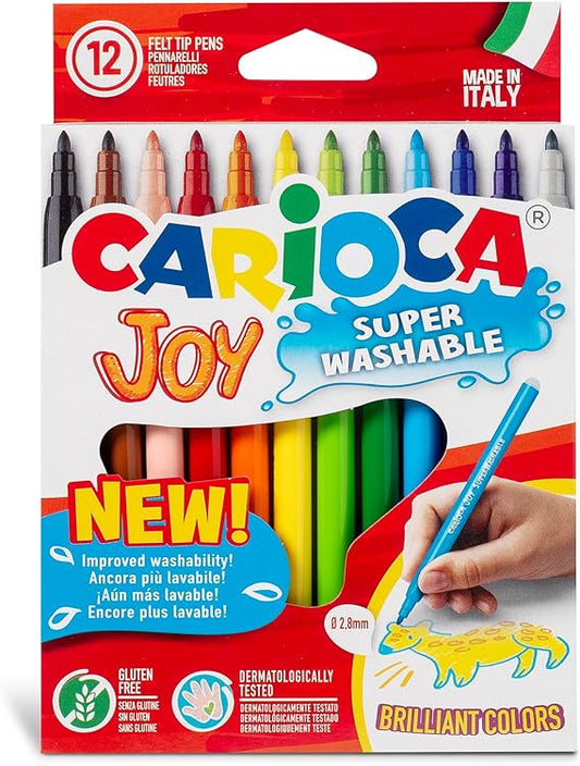 Carioca Super Washable Fine Nib Color Markers - Set of 12
