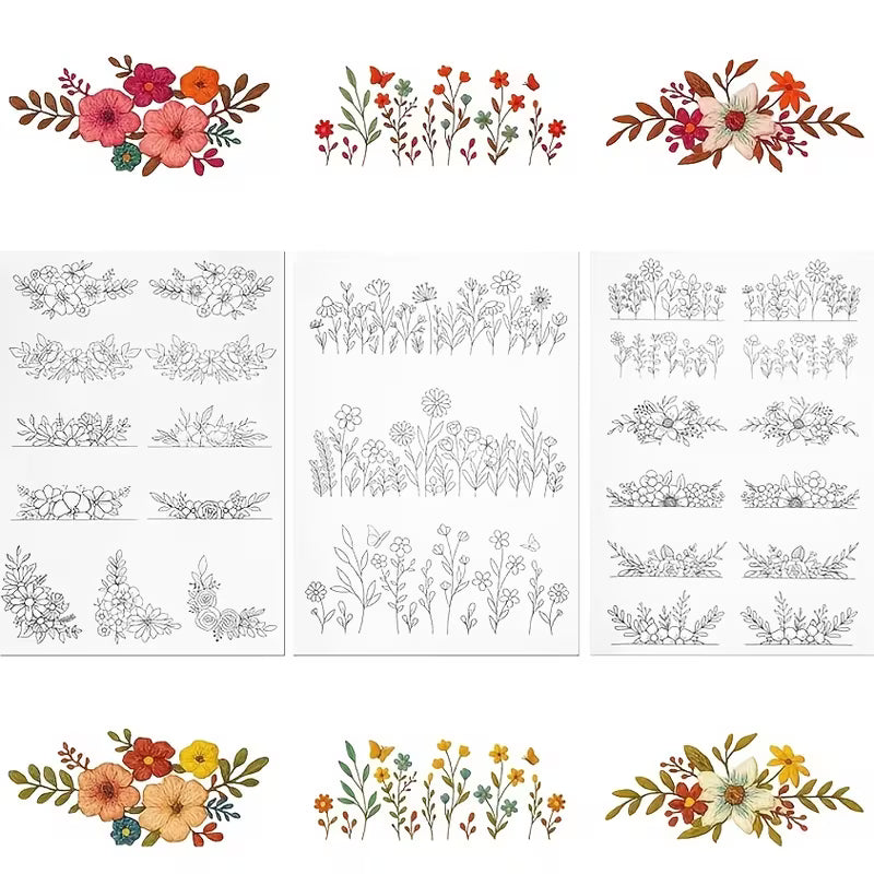 26pcs Set of Soluble Self-Adhesive Embroidery Patterns, Paper for Appliqué and Hand Embroidery