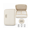 Elite Stationery House off-white wide opening pencil case with side pockets and internal mesh storage compartments