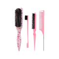 Elite Stationery House 4-piece pink hair styling brush set with bow patterns for sleek ponytails and edge control
