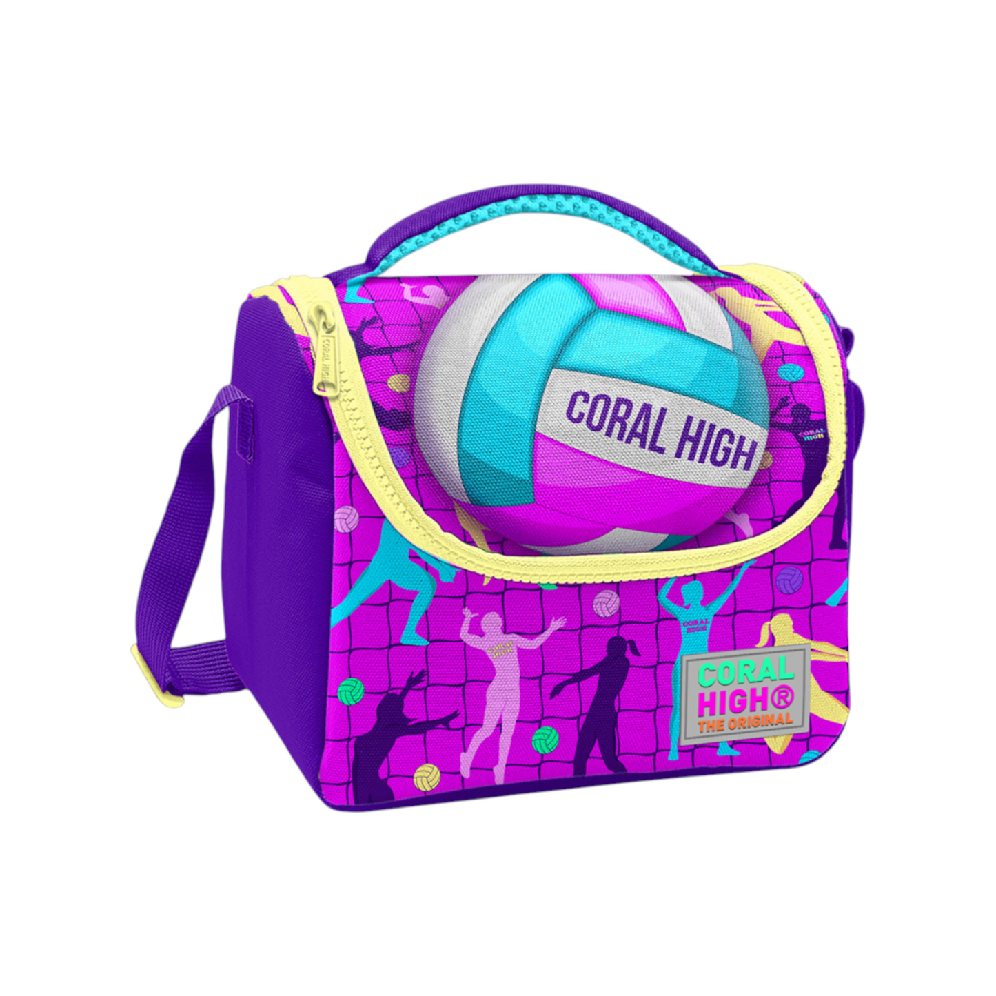 Coral High Kids Pink Purple Volleyball Patterned Thermo Lunch Box