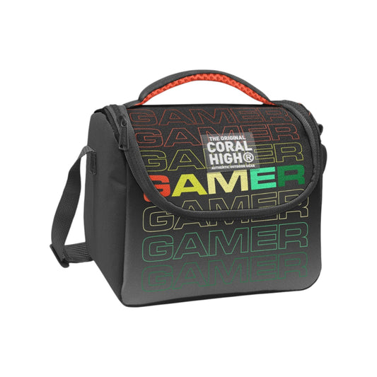 Coral High Kids Black Gray Gamer Patterned Thermo Lunch Bag