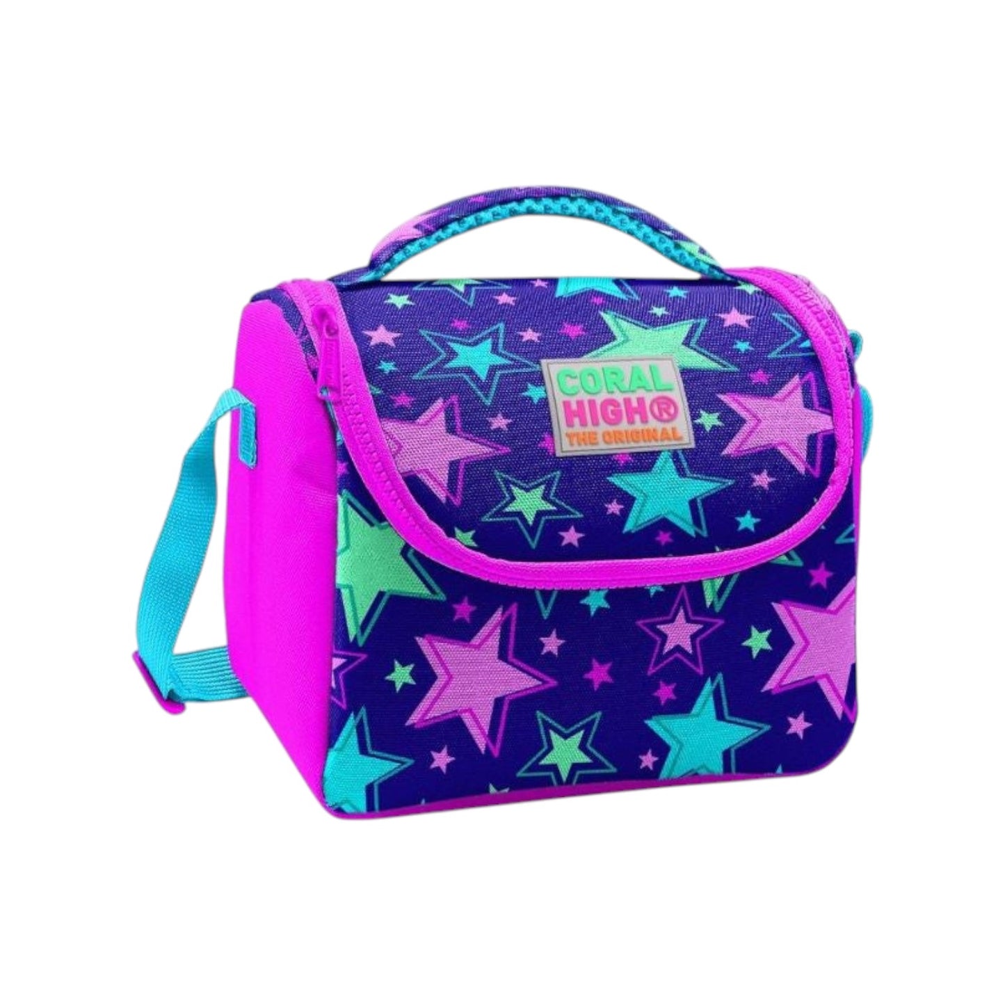 Coral High Kids Thermal Lunch Bag - Saks Pink Star Pattern