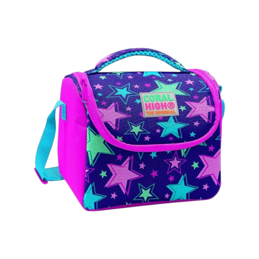 Coral High Kids Thermal Lunch Bag - Saks Pink Star Pattern