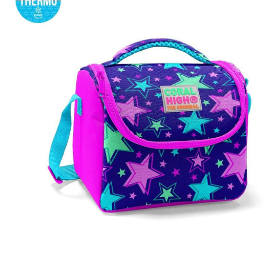 Coral High Kids Thermal Lunch Bag - Saks Pink Star Pattern