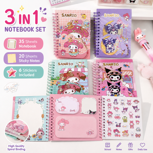 ✨ 3-in-1 Cute Notebook Set! ✨