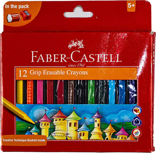 Faber-Castell Jumbo Crayons, 12 Colors, Erasable Colors