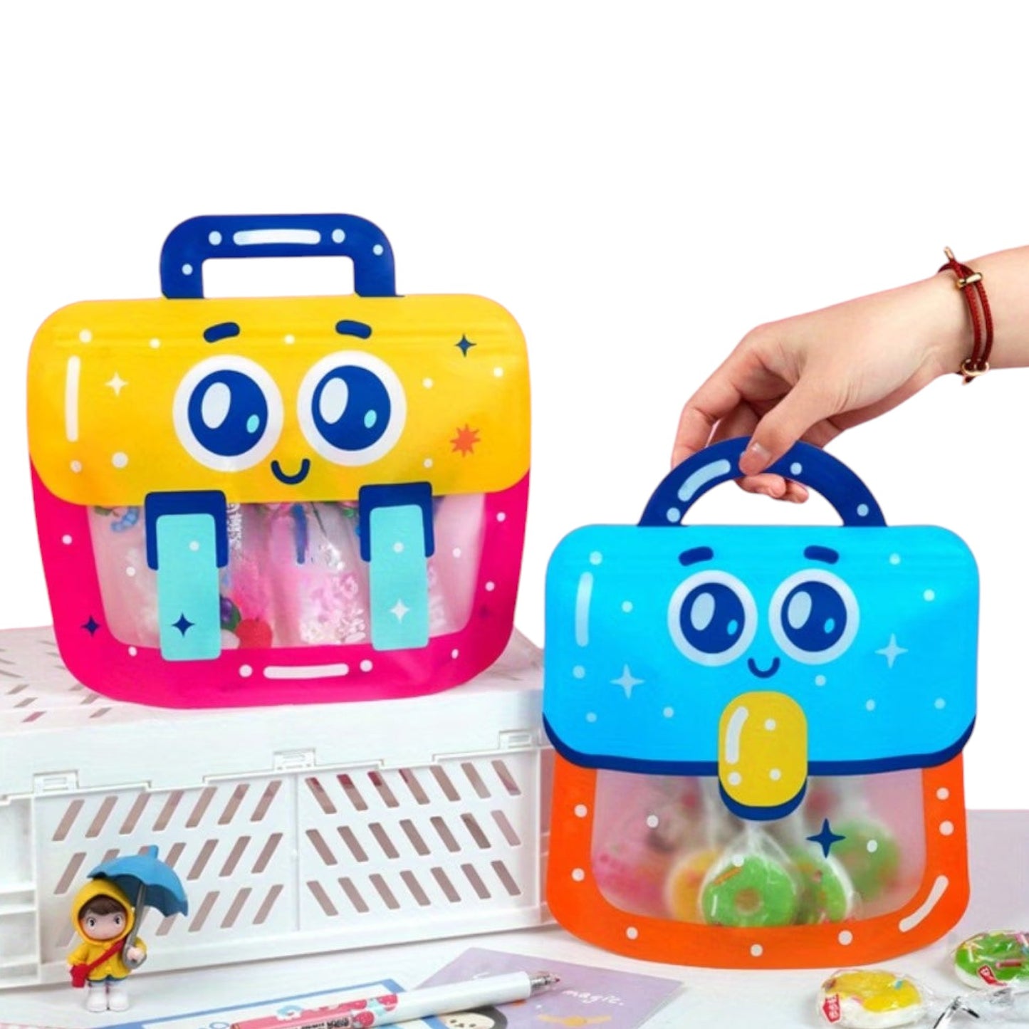 Cute Cartoon Face Goodie Bags with Handles