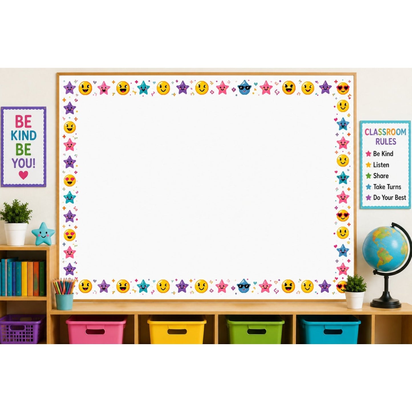 Emoji & Stars Bulletin Board Border - Pack of 12 ( 8 m )