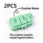 Elite Stationery House 2-piece set of 3D printed custom name pencil toppers in light green plastic.