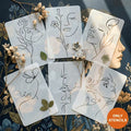 6pcs of Minimalist One Stroke  Floral Line Decoration Combination Templates,