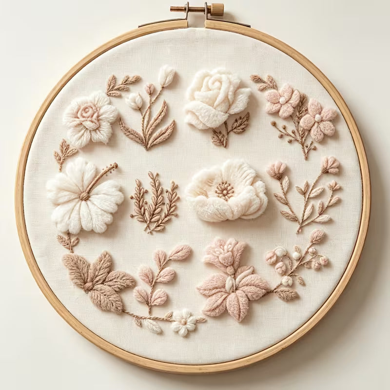 2pcs Fresh Floral Water-Soluble Embroidery Stickers for Beginners