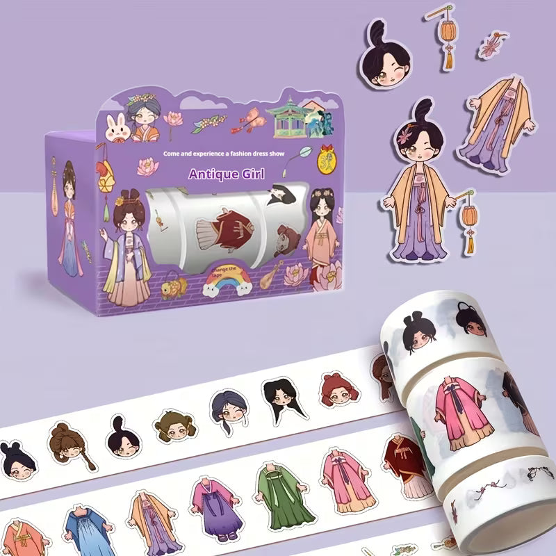 1 Box of 3 Rolls, Cute Stickers, Dress-Up Stickers