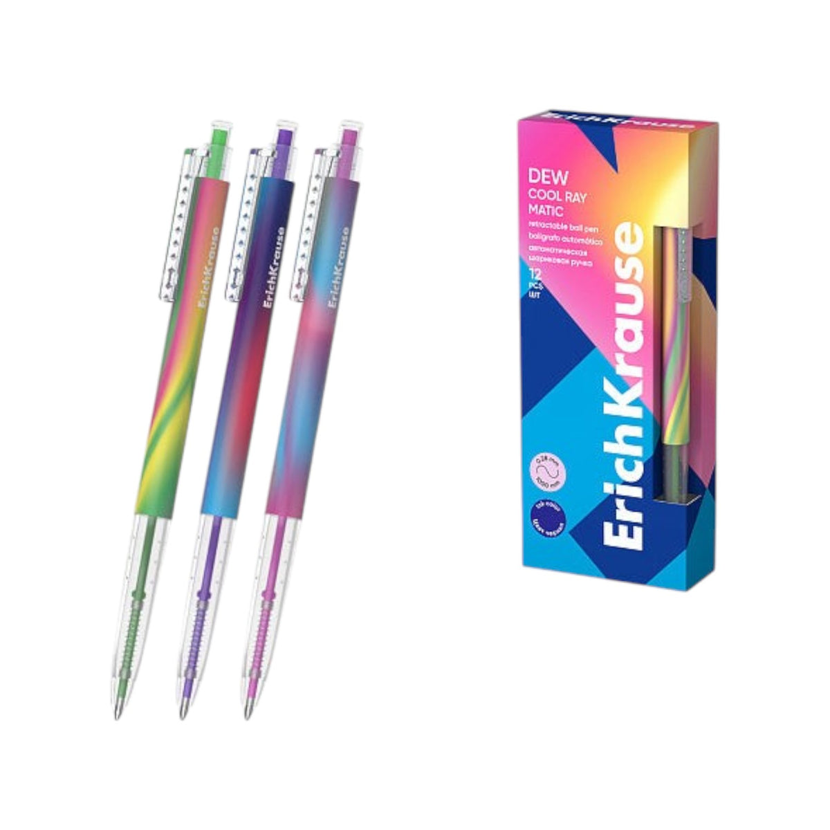 Retractable ballpoint pen ErichKrause Dew Matic Cool Ray 0.7 ink color: Blue - One Pen