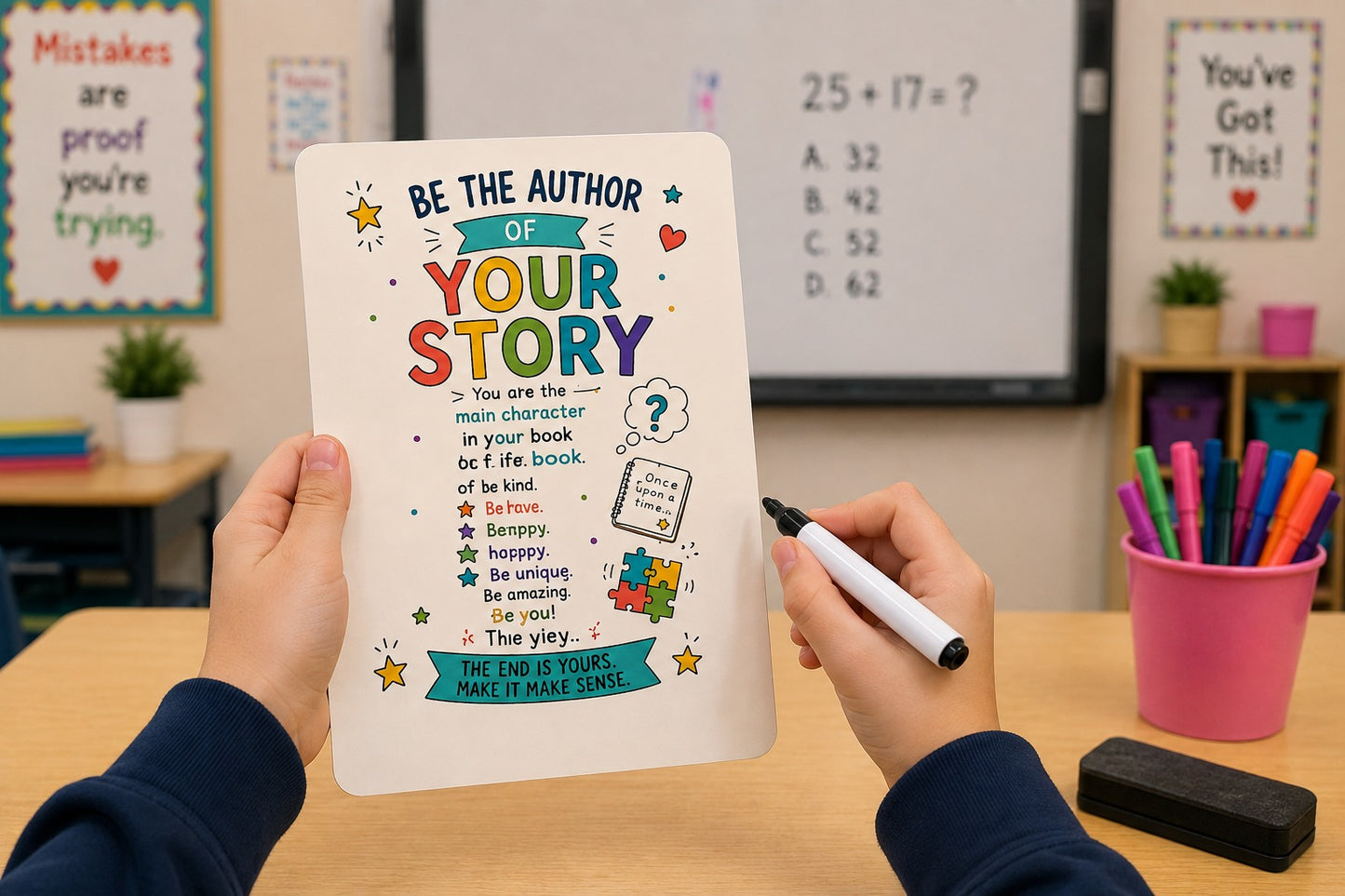 Be the Author of Your Story Dry-Erase Response Board | Laminated Student Gift | Pack of 15
