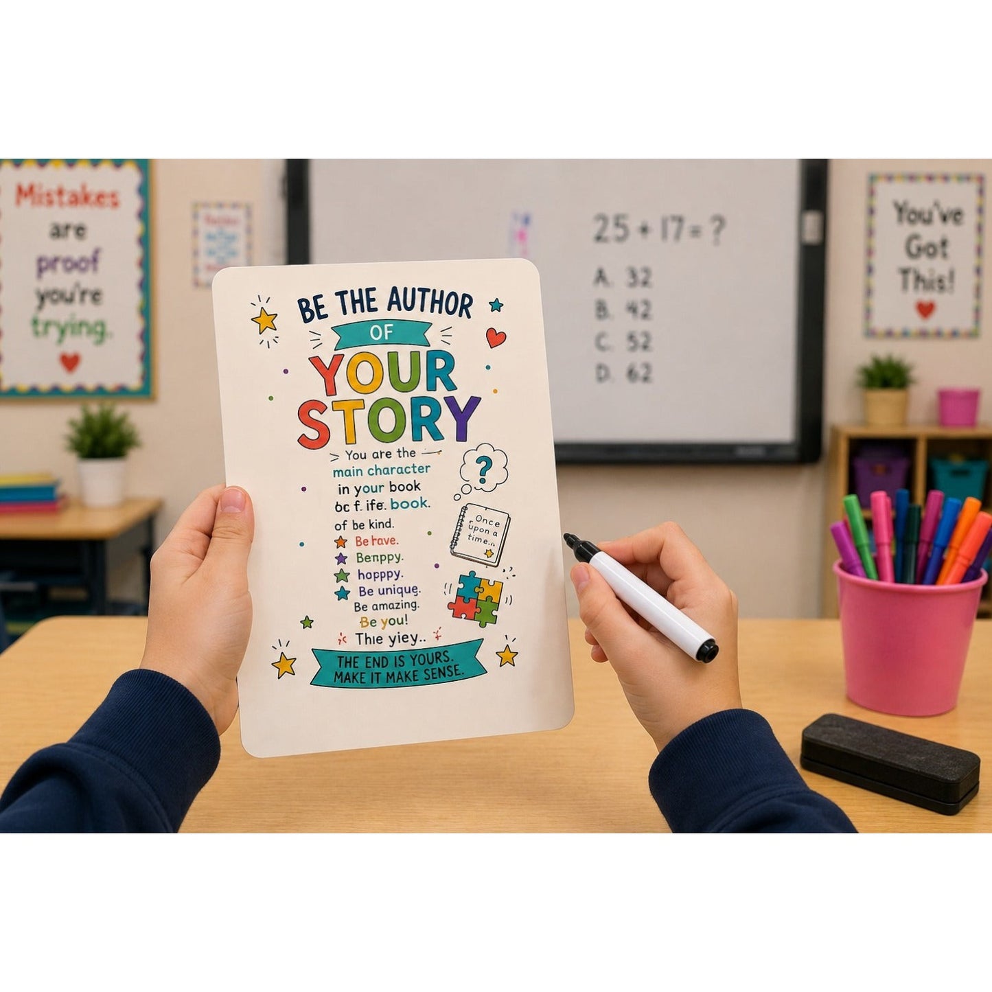 Be the Author of Your Story Dry-Erase Response Board | Laminated Student Gift | Pack of 15