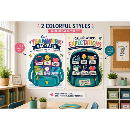 Teamwork Backpack Classroom Poster