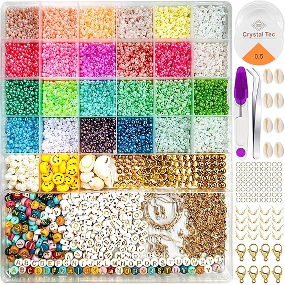 24 Colors 24000 PCS Glass Seed Beads for Jewellery Making,