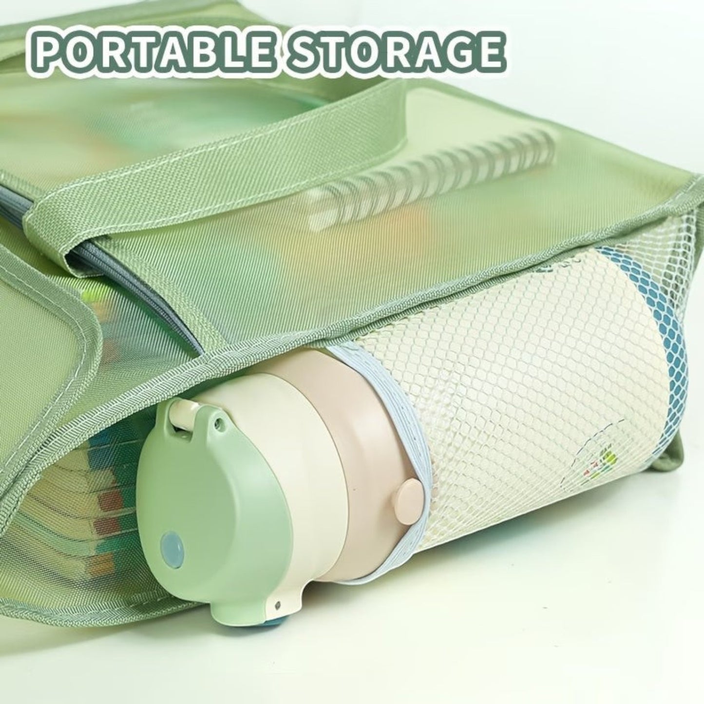 A Multi-Layer File Bag with a Pen And Randomly Colored Sticky Notes