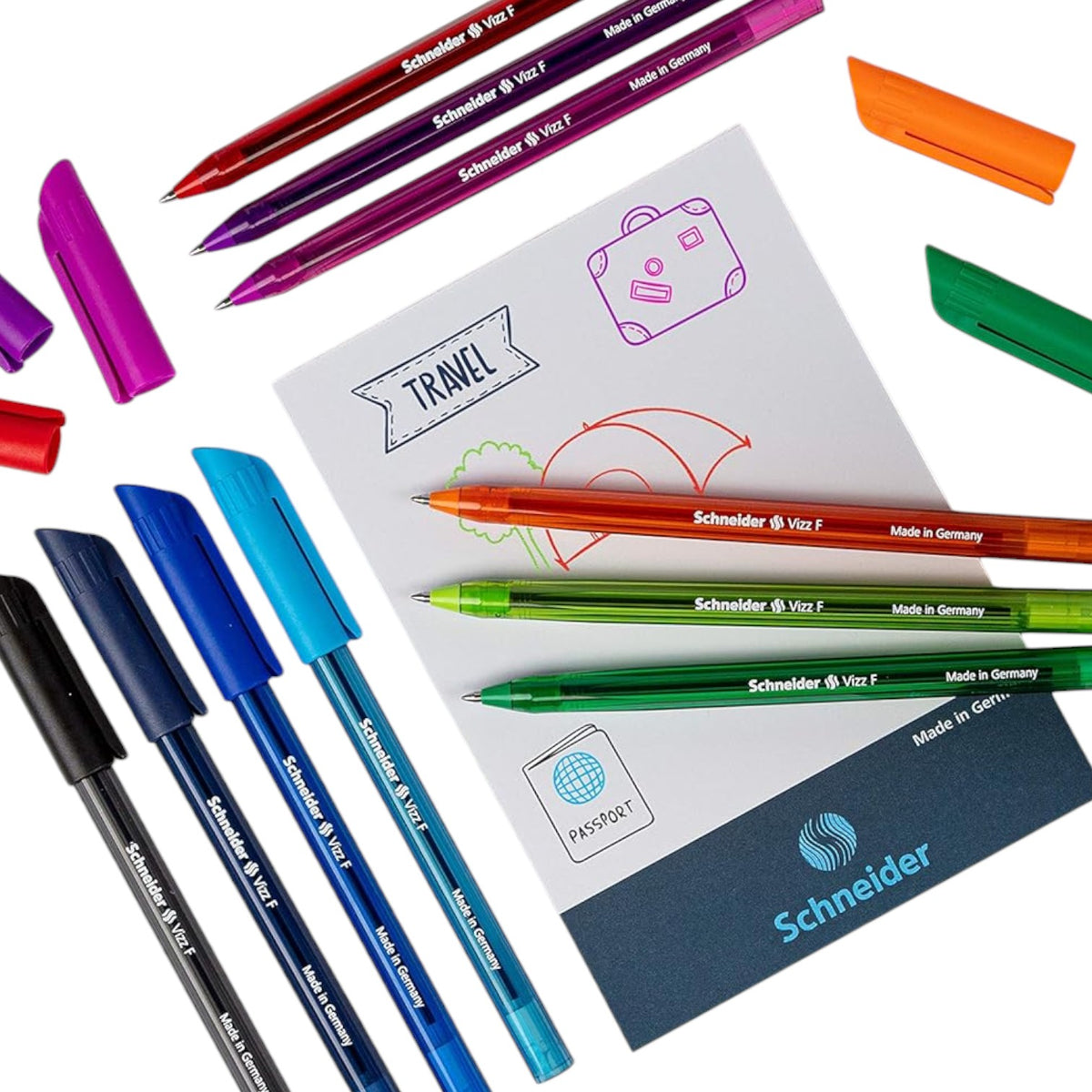 Schneider Ballpoint Pen Vizz M Assorted Wallet 10 pieces With Gelco Technology