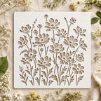 1pc Large Reusable Wildflower Stencil with Multi-Size Wildflower Pattern