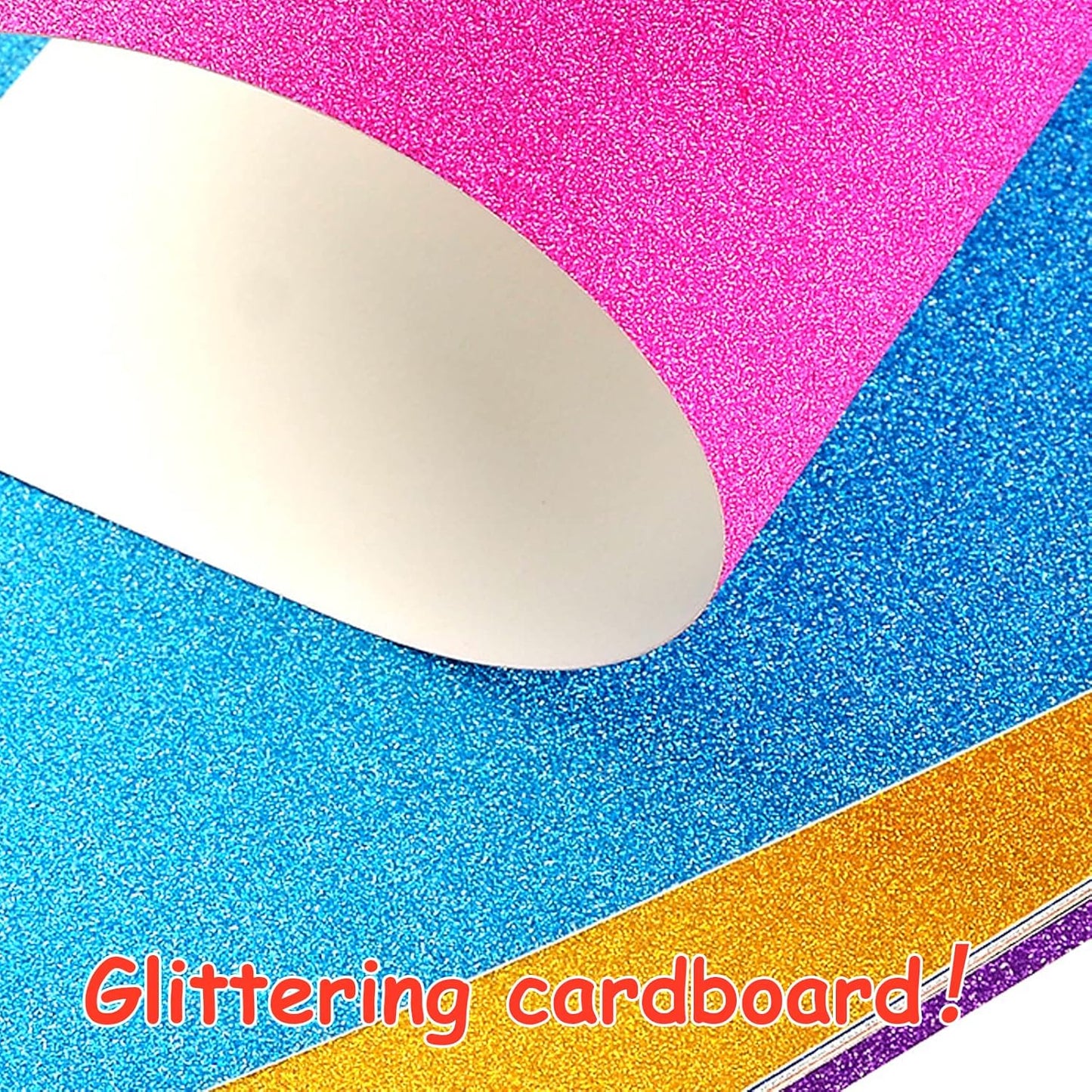 20 Sheets Glitter A4 Coloured Cardstock - Thick Sparkly Paper