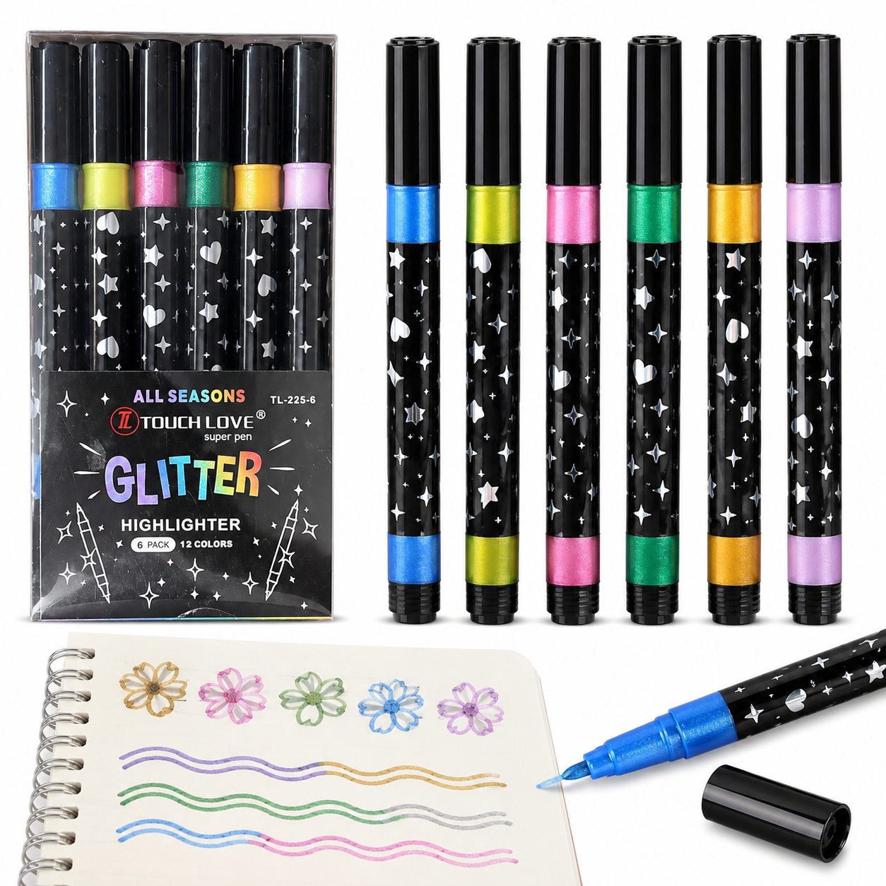Double Line Outline Pen, Self-Outline Metallic Markers, 6 Colors
