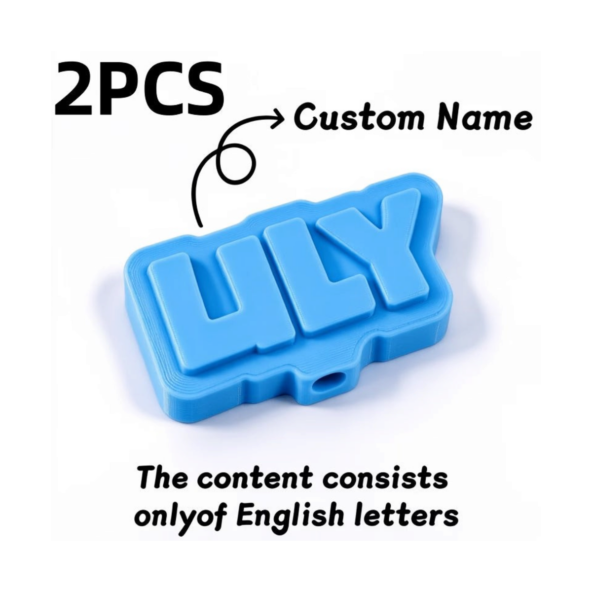 Elite Stationery House 3D printed blue plastic custom name pencil topper accessory for personalized stationery