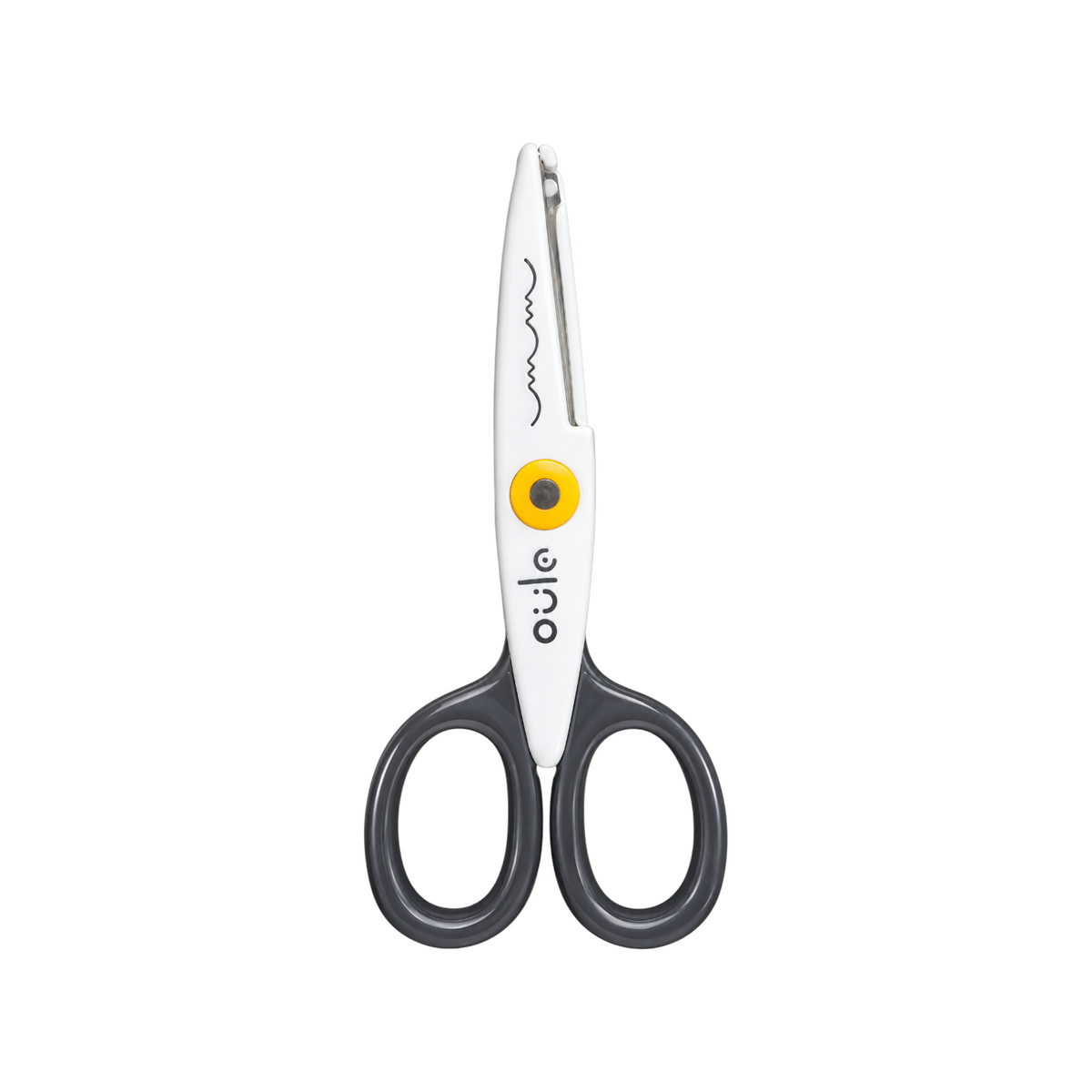 Elite Stationery House Oulo kids safety scissors with white decorative blades and grey ergonomic plastic handles