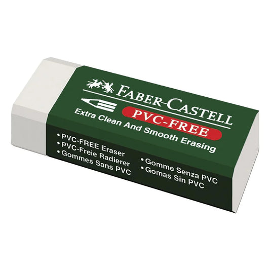 Faber-Castell Eraser, Rectangular, One Piece, A PVC-Free Eraser, White