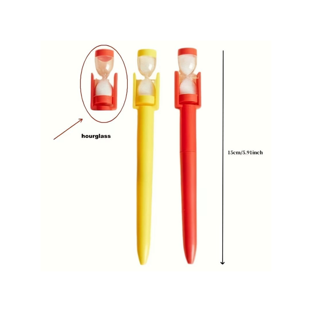Elite Stationery House hourglass quicksand ballpoint pens in red and yellow with a 15cm length for holiday gifts