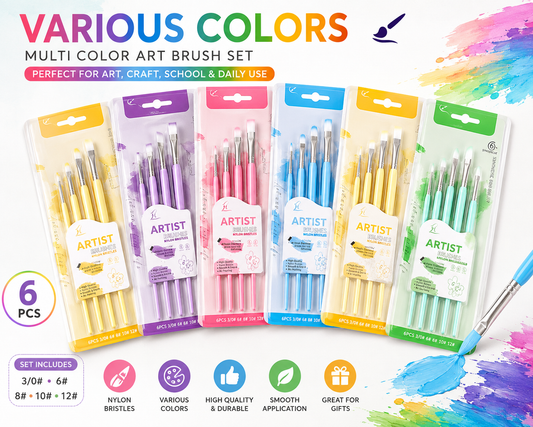 Giorgione Flat Nylon Artist Brush Set (6pcs)