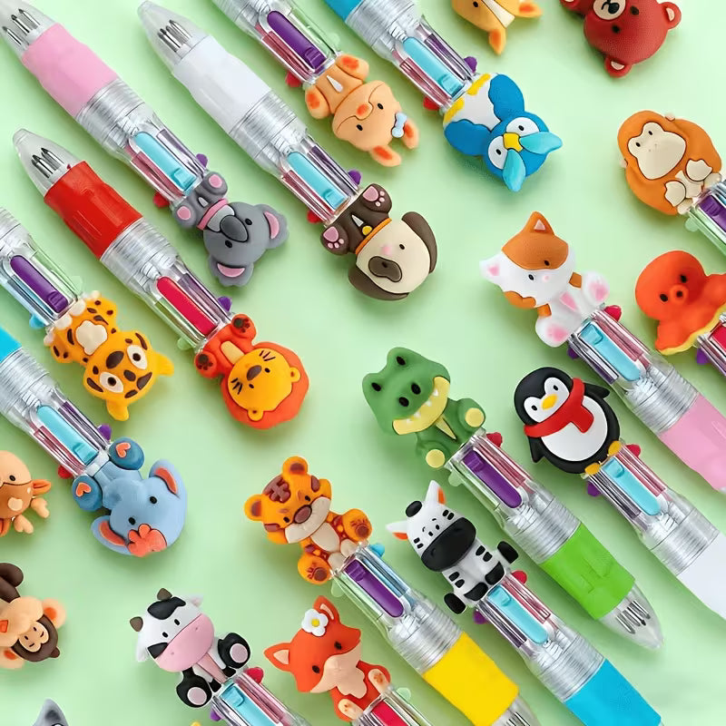 Mini Zoo Animal Multicolor Ballpoint  Four-In-One Pens