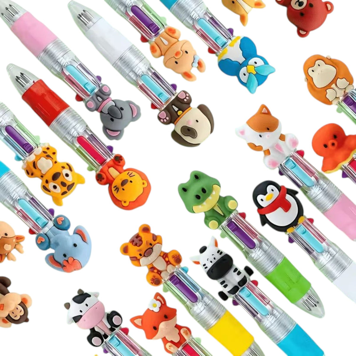 Mini Zoo Animal Multicolor Ballpoint Four-In-One Pens- Random Shape