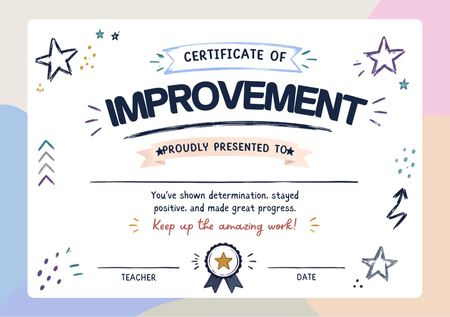 Certificate Of Improvement  - Pack of 20