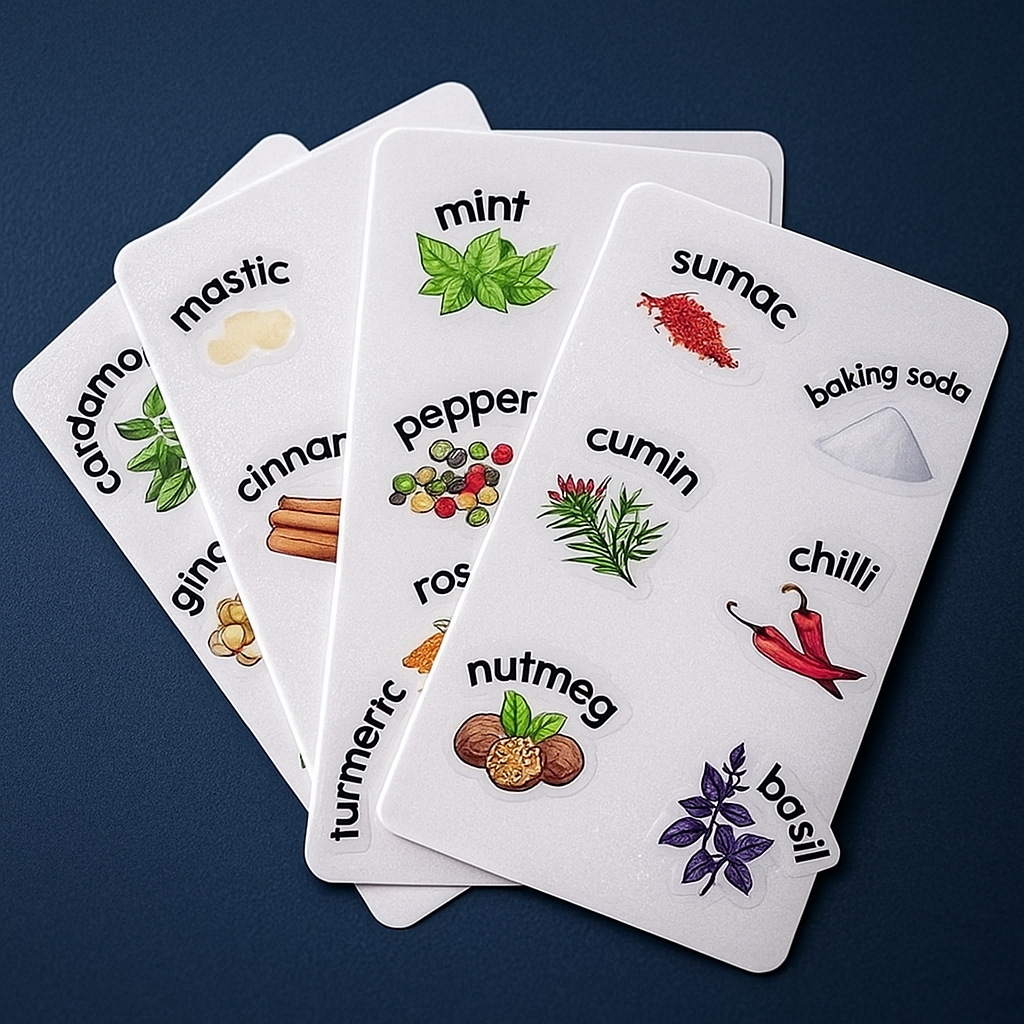 Spice Jars Round Stickers -  English - Pack of 4 ( 24 Spice Name )