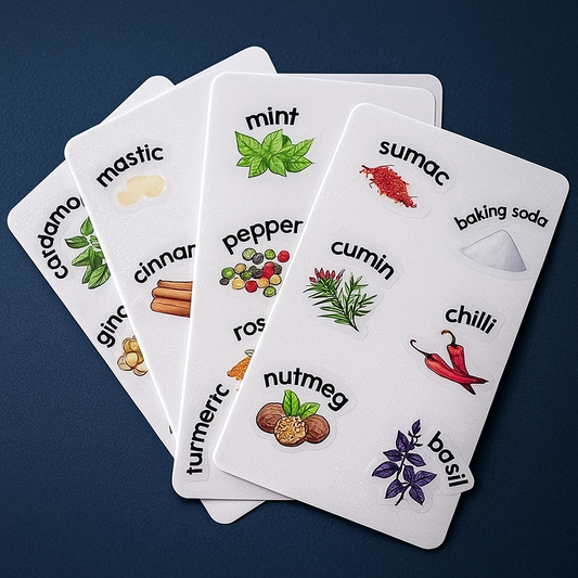 Spice Jars Round Stickers -  English - Pack of 4 ( 24 Spice Name )