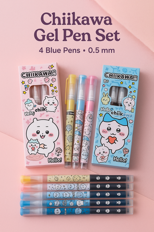 Ehikawa Gel Pen 4 Blue Pens Set 0.5 mm